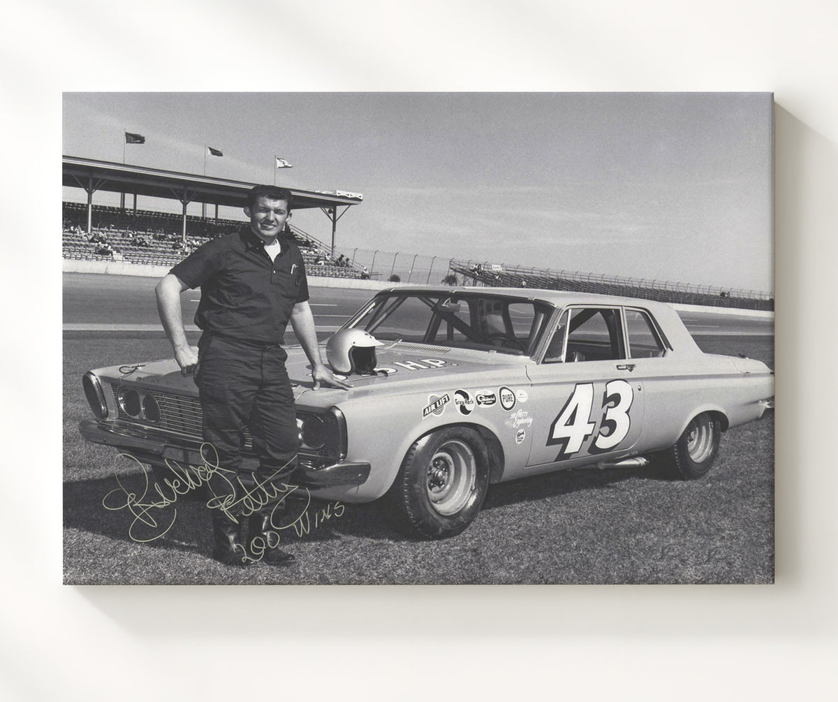 Richard Petty - Early No. 43 Plymouth - Framed Canvas racing wall art