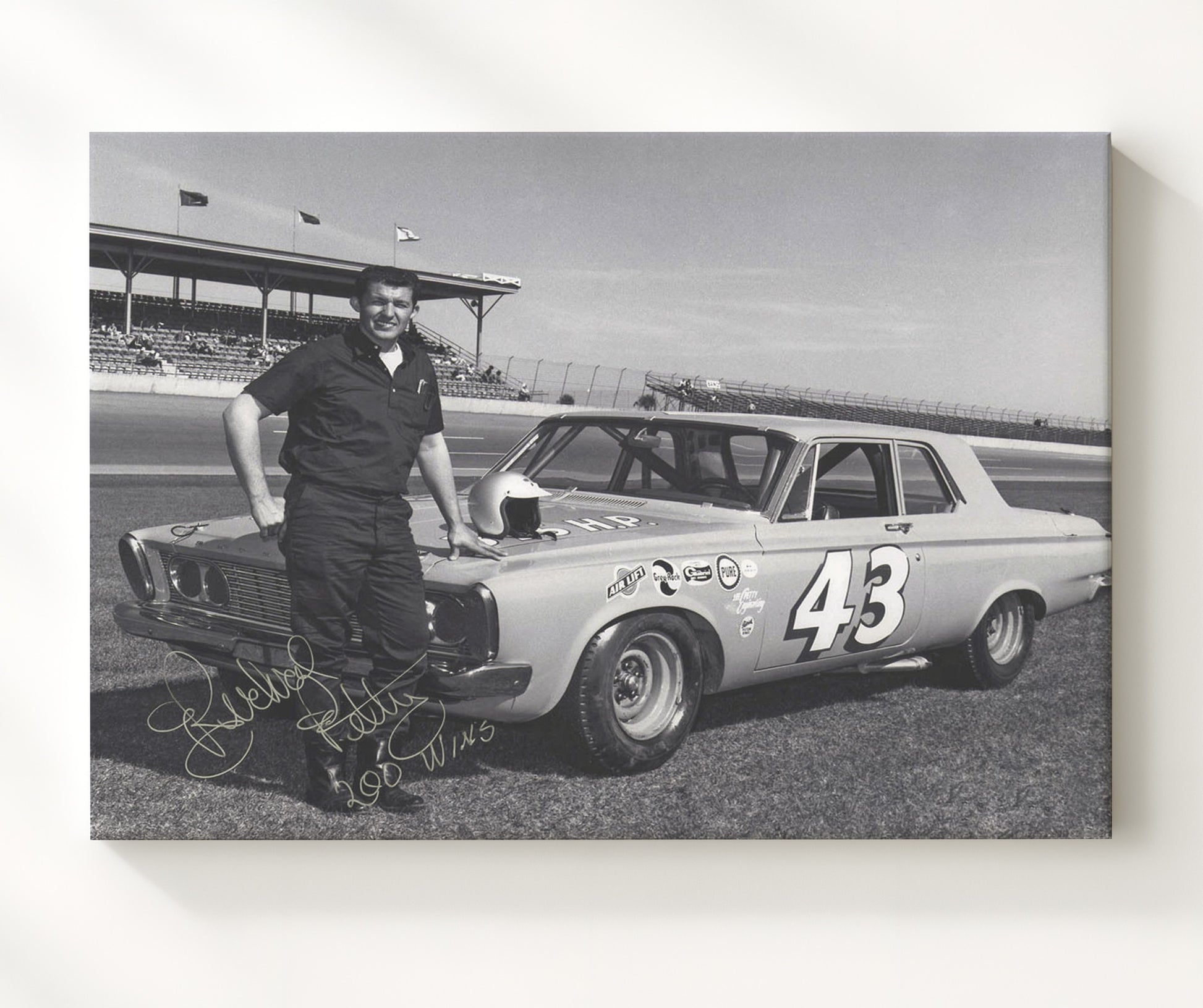 Richard Petty - Early No. 43 Plymouth - Framed Canvas racing wall art
