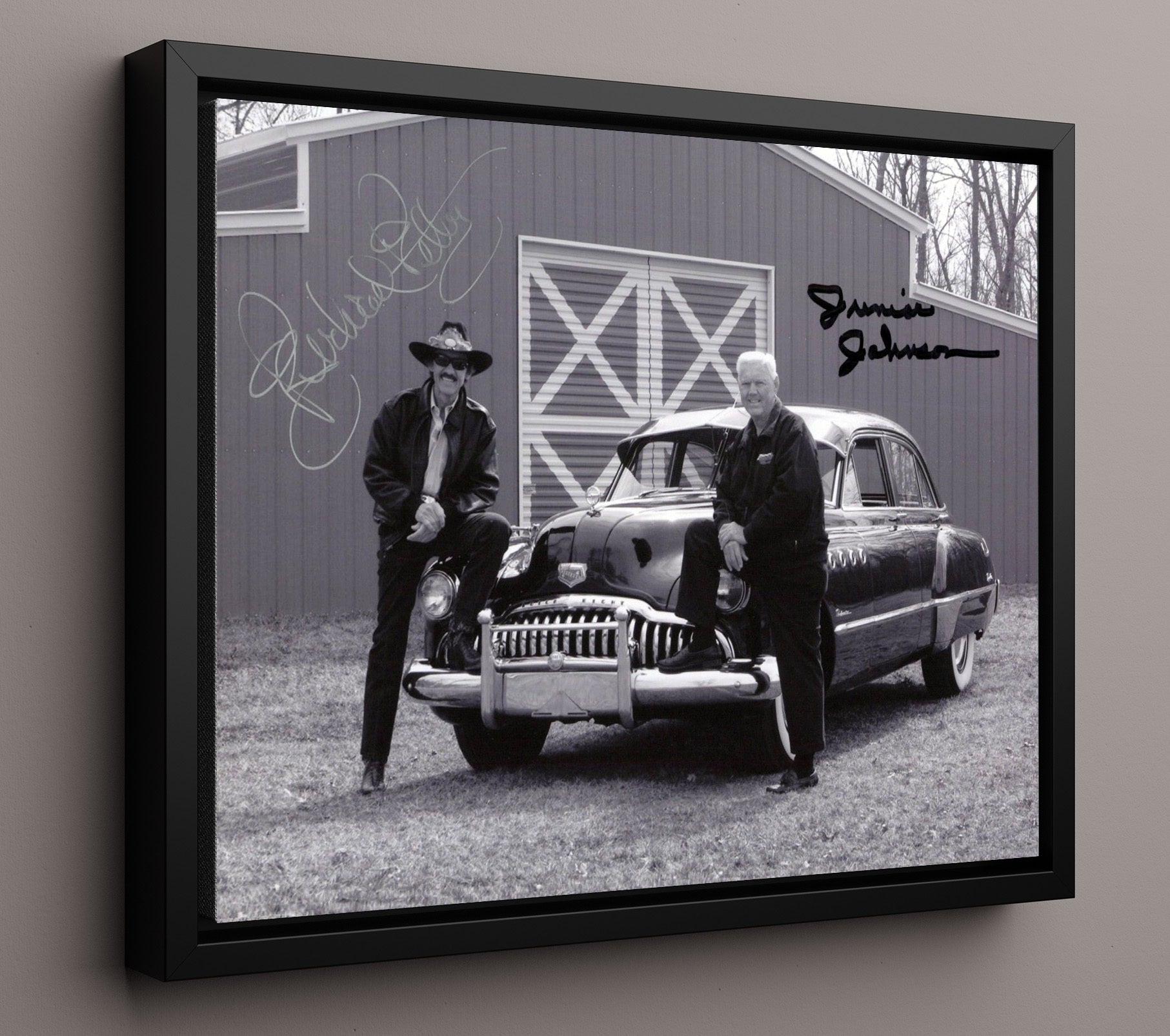 Richard Petty and Junior Johnson - Vintage Legends- Landscape.jpg Racing Wall Art 16x20 Framed Canvas wall art print – Racing Wall Art decor