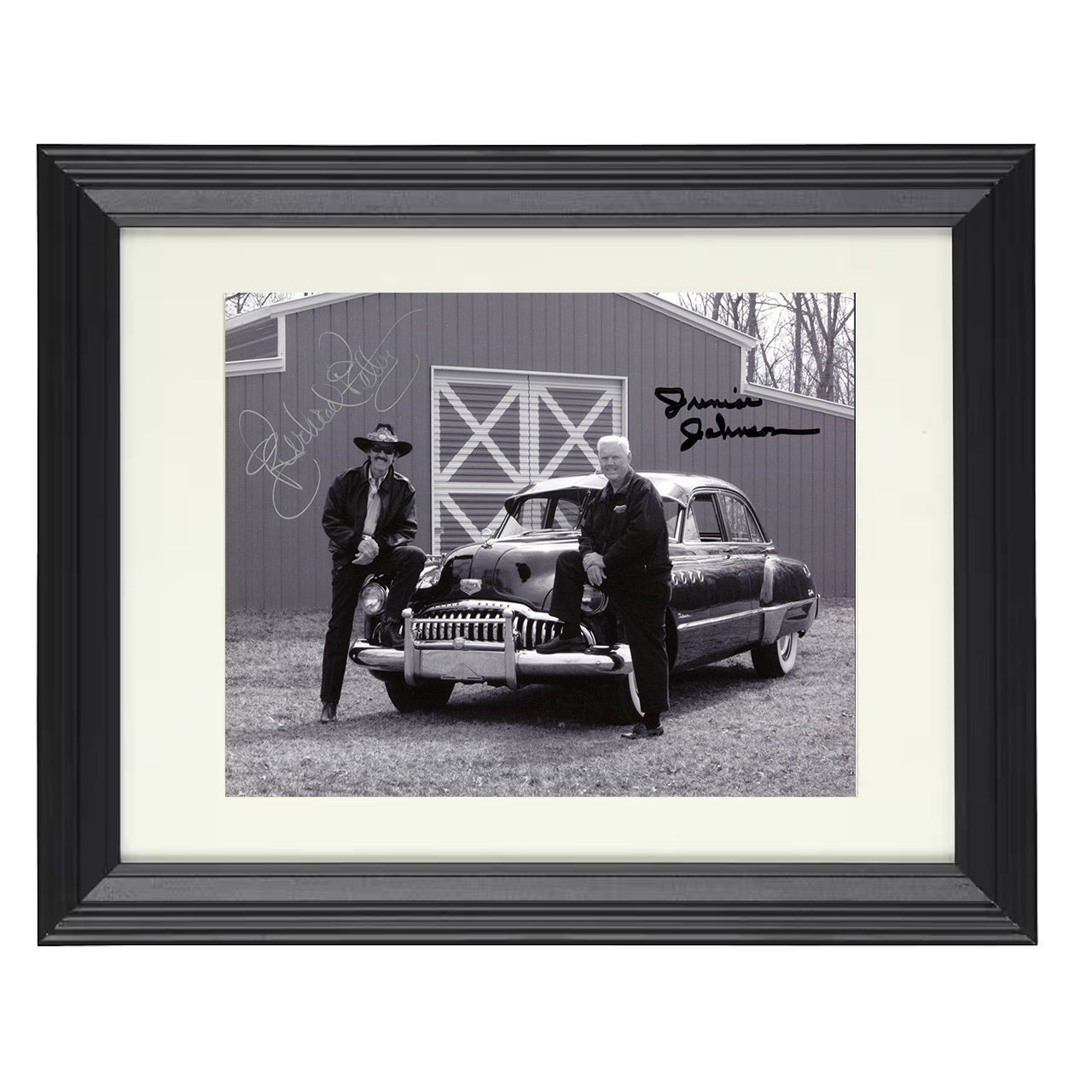 Richard Petty and Junior Johnson – Vintage Legends 8x10 matted black framed racing wall art