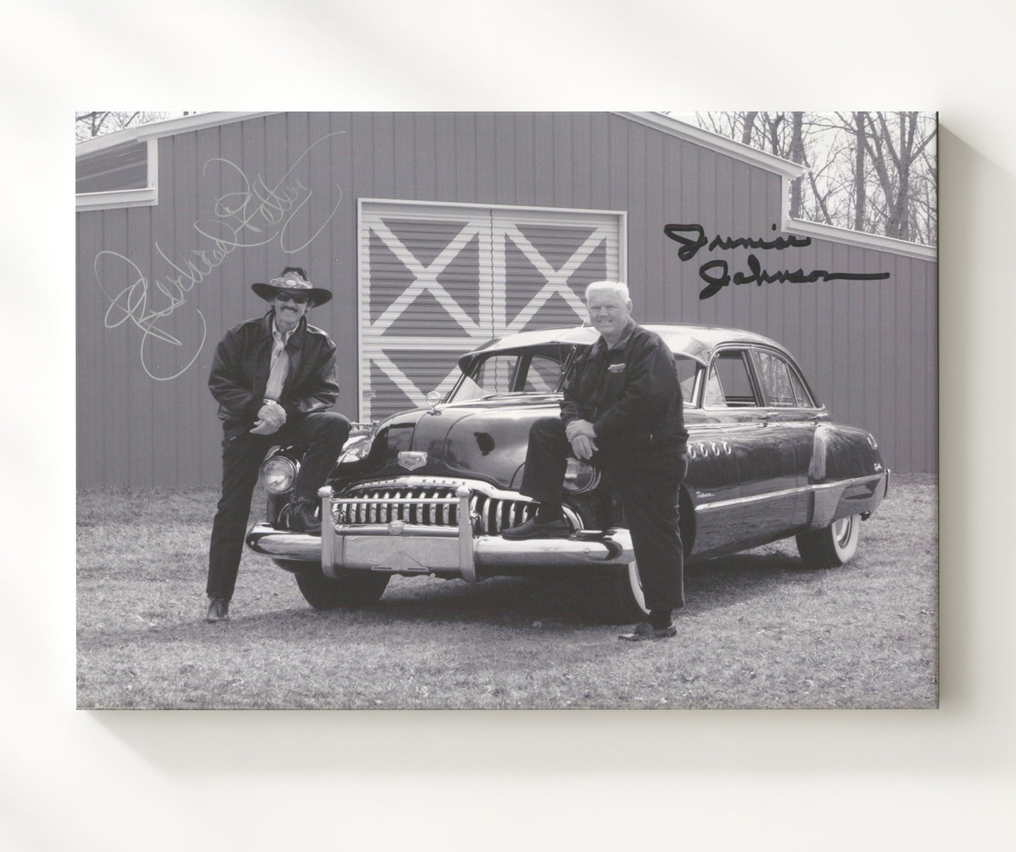 Richard Petty and Junior Johnson Racing Legends - Framed Canvas racing wall art
