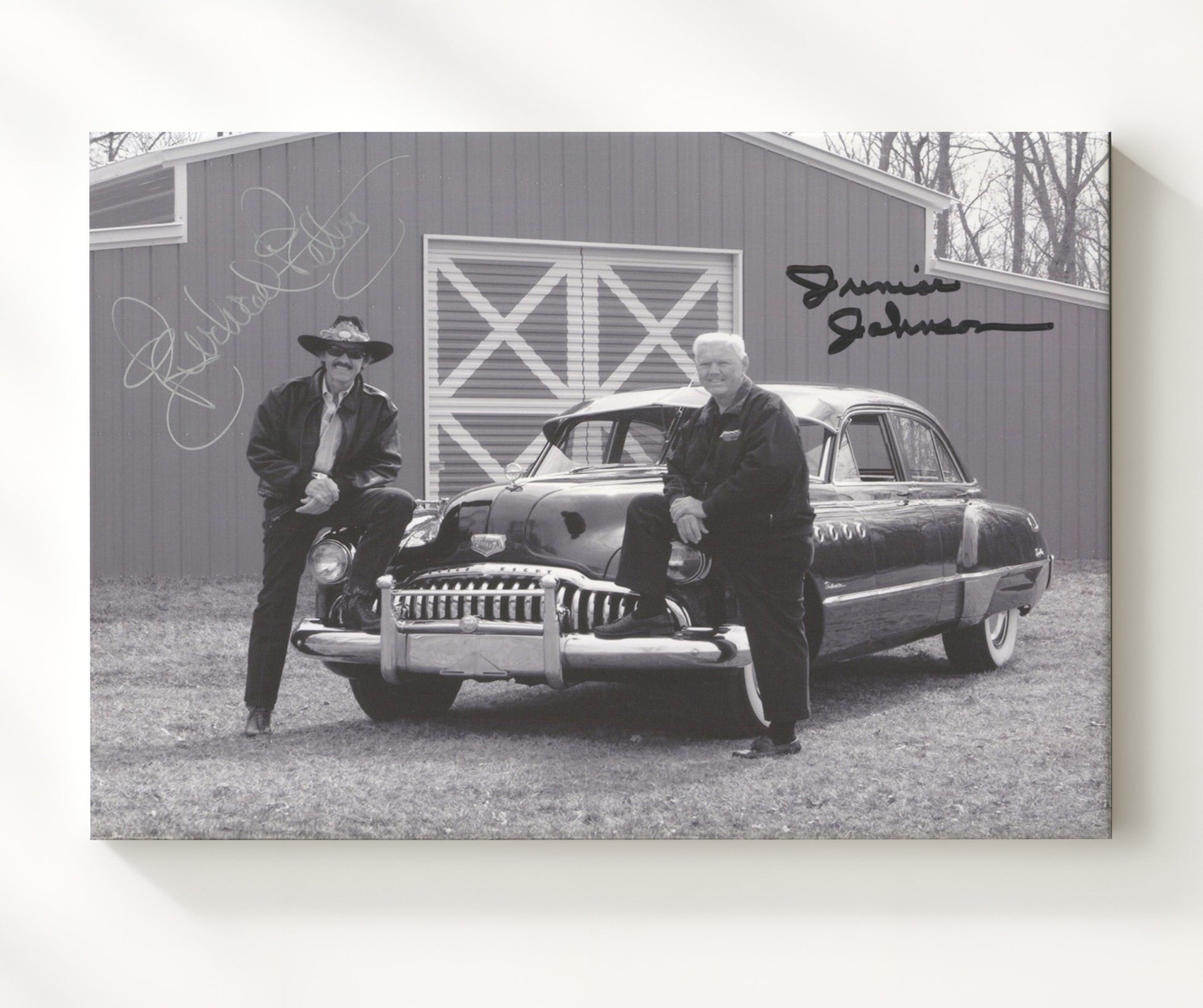 Richard Petty and Junior Johnson Racing Legends - Framed Canvas racing wall art