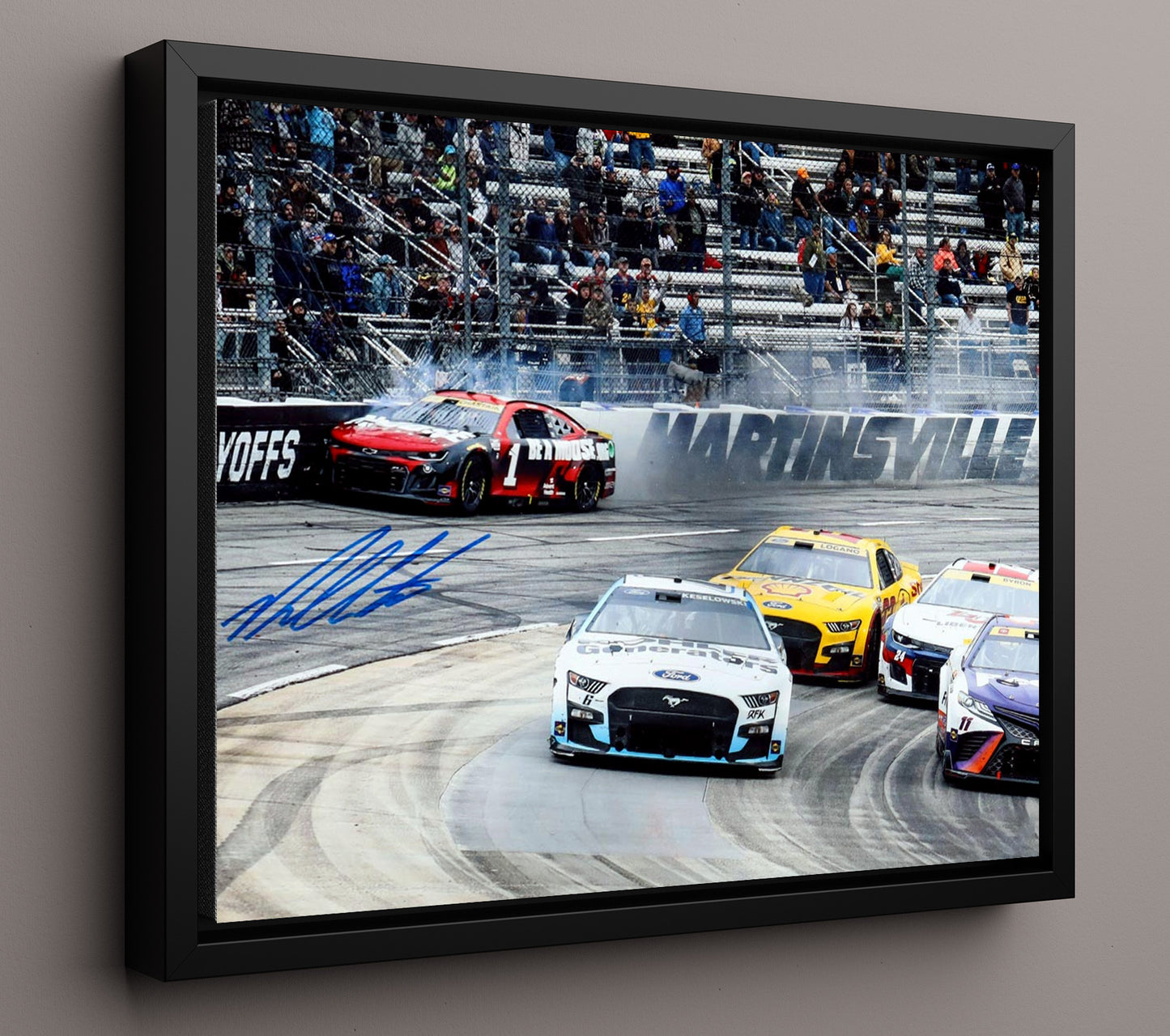 Ross Chastain - Martinsville Move- Landscape.jpg Racing Wall Art 16x20 Framed Canvas wall art print – Racing Wall Art decor