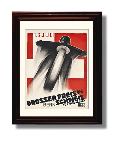 Swiss Grand Prix Bern 1933 Vintage Poster Racing Wall Art 8x10 Beveled Frame wall art print – Racing Wall Art decor
