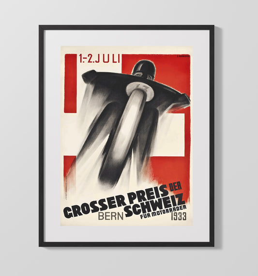 Swiss Grand Prix Bern 1933 Vintage Poster - Canvas racing wall art