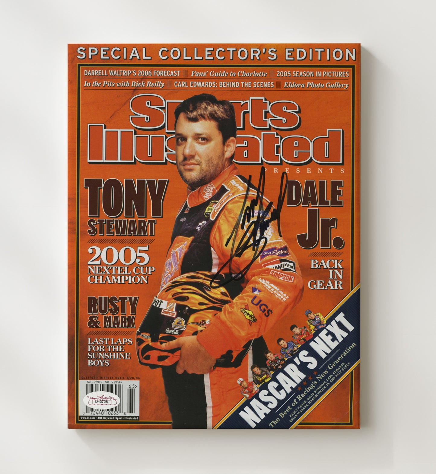 Tony Stewart - 2005 Nextel Cup Champion SI Cover - Framed Canvas racing wall art