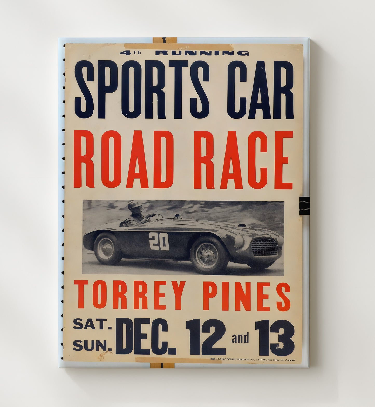 Torrey Pines Road Race California Vintage Poster Racing Wall Art 20x24 Canvas wall art print – Racing Wall Art decor