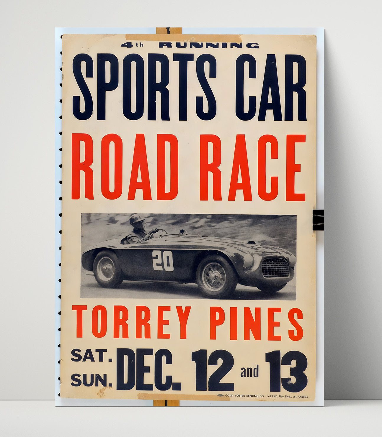 Torrey Pines Road Race California Vintage Poster Racing Wall Art 16x20 Unframed Print wall art print – Racing Wall Art decor