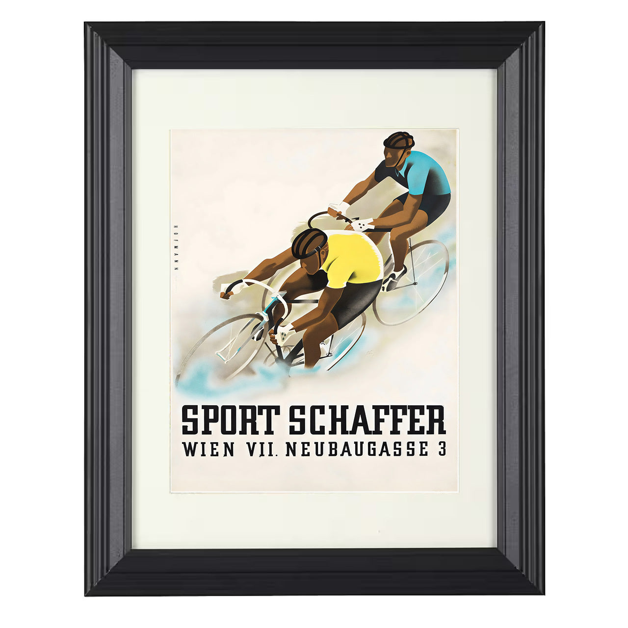 Vienna Cycling Sport Schaeffer Vintage Artwork 8x10 matted black framed racing wall art