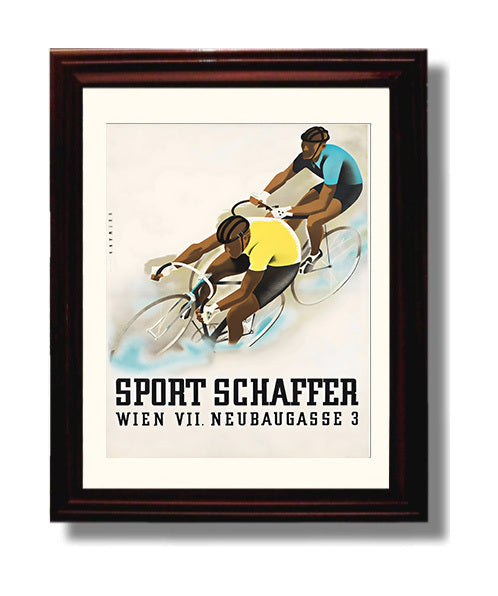 Vienna Cycling Sport Schaeffer Vintage Poster Racing Wall Art 8x10 Beveled Frame wall art print – Racing Wall Art decor
