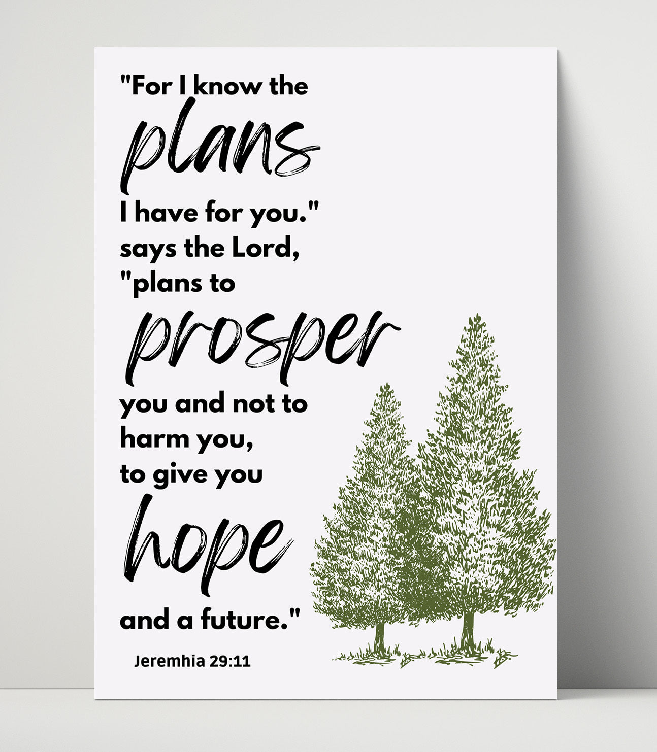 Jeremiah 29:11 - Plans To Prosper You - Hopeful Bible Verse - Scripture Poster - 16x20 Unframed Print