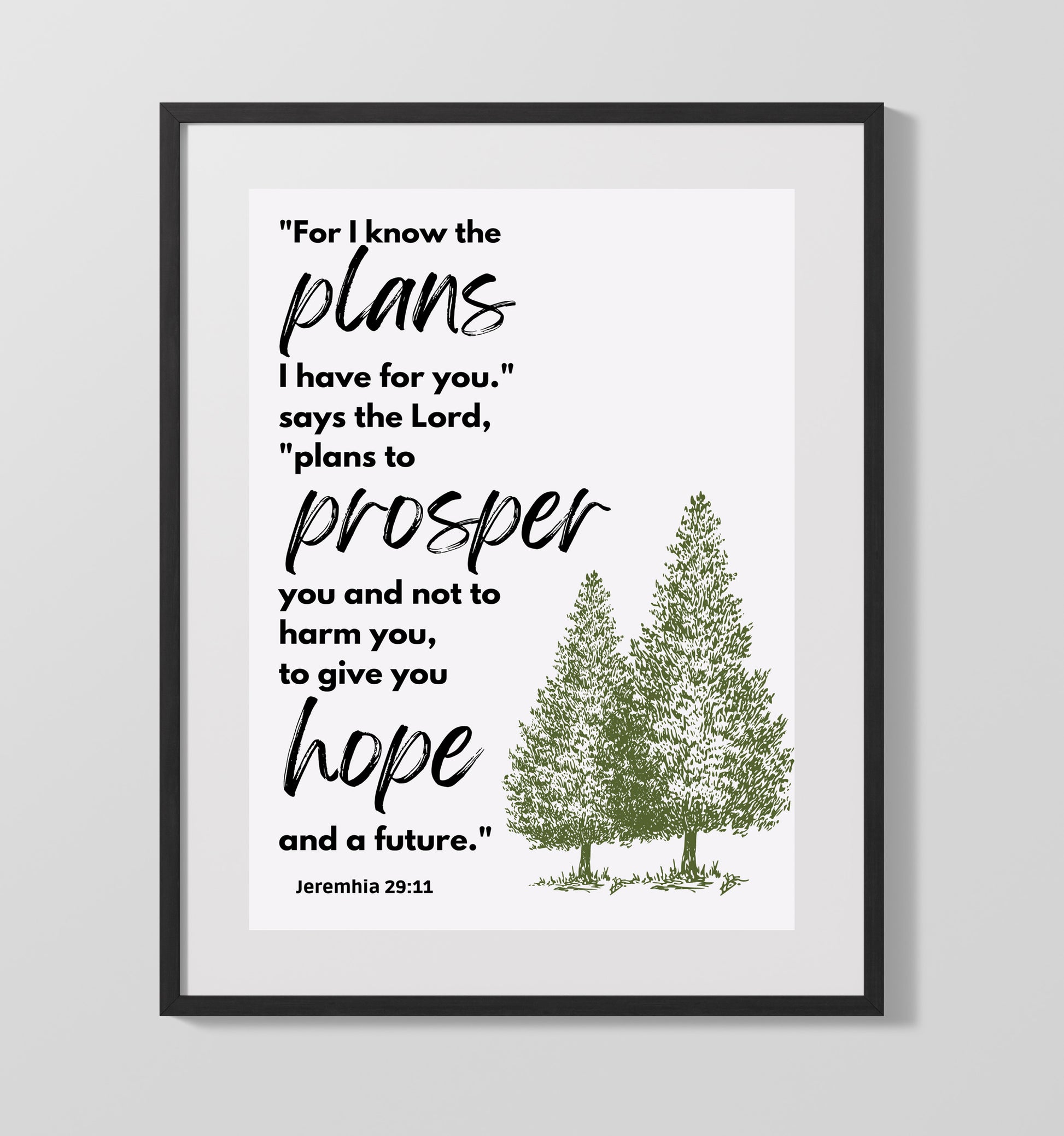 Jeremiah 29:11 - Plans To Prosper You - Hopeful Bible Verse - Scripture Poster - 16x20 Gallery Frame