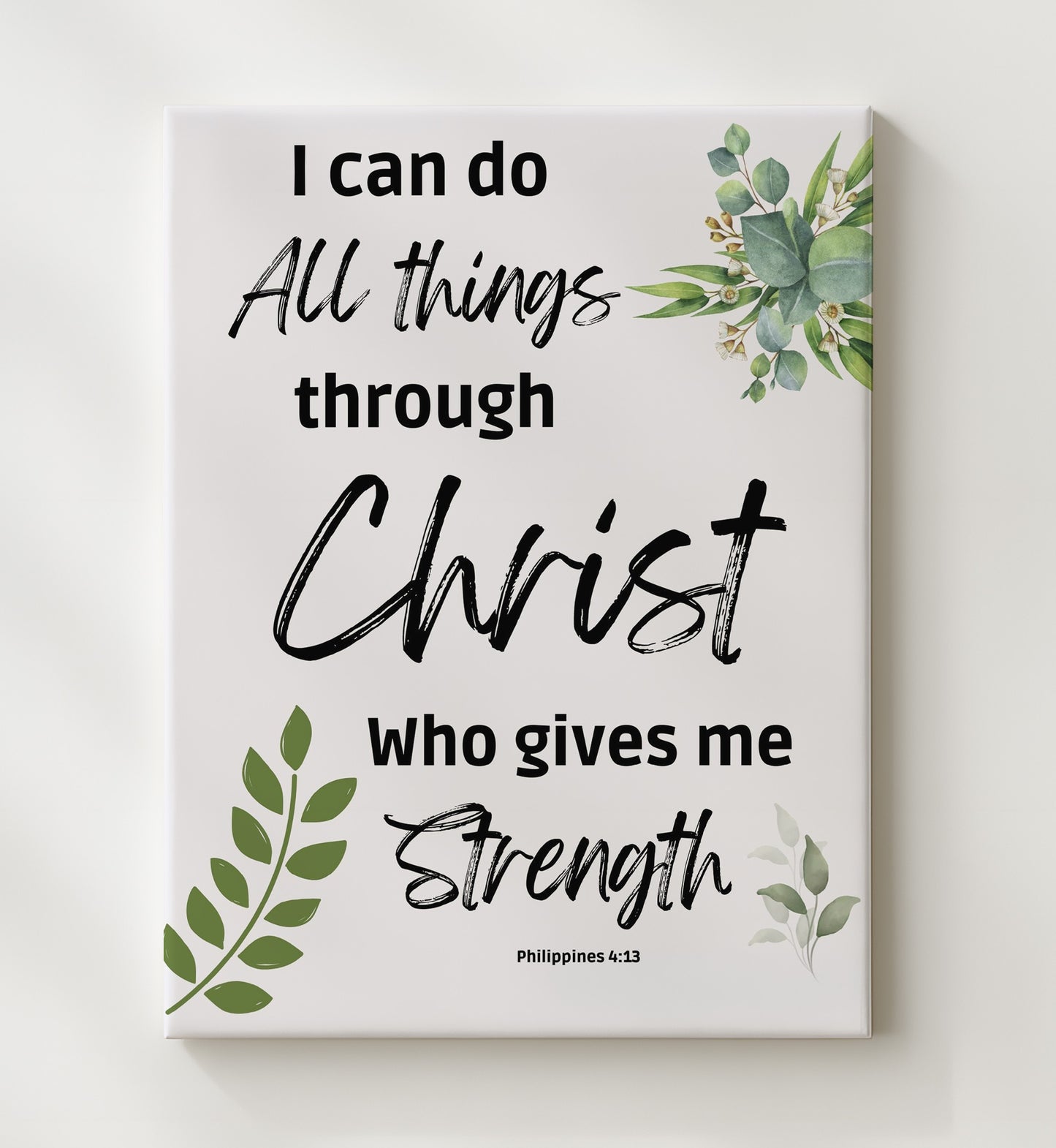 Philippians 4:13 - I Can Do All Things Through Christ - Inspirational Bible Verse - Scripture Poster - 20x24 Canvas