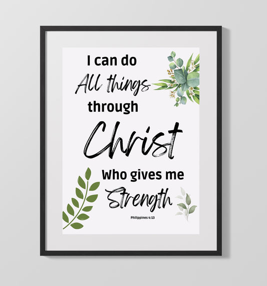 Philippians 4:13 - I Can Do All Things Through Christ - Inspirational Bible Verse - 16x20 Gallery Frame