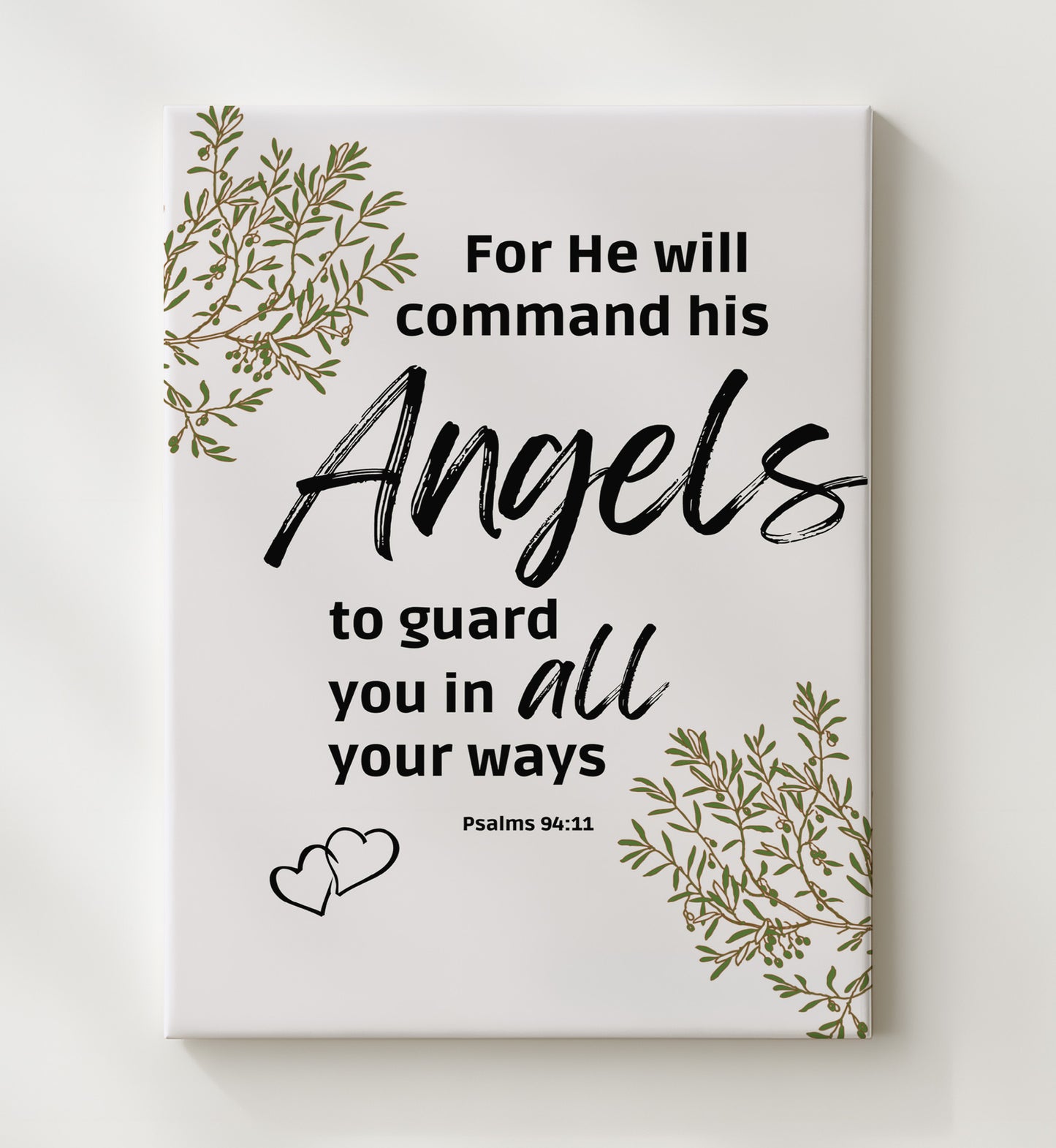 Psalm 91:11 - He Will Command His Angels - Angelic Protection Verse - Scripture Poster - 20x24 Canvas