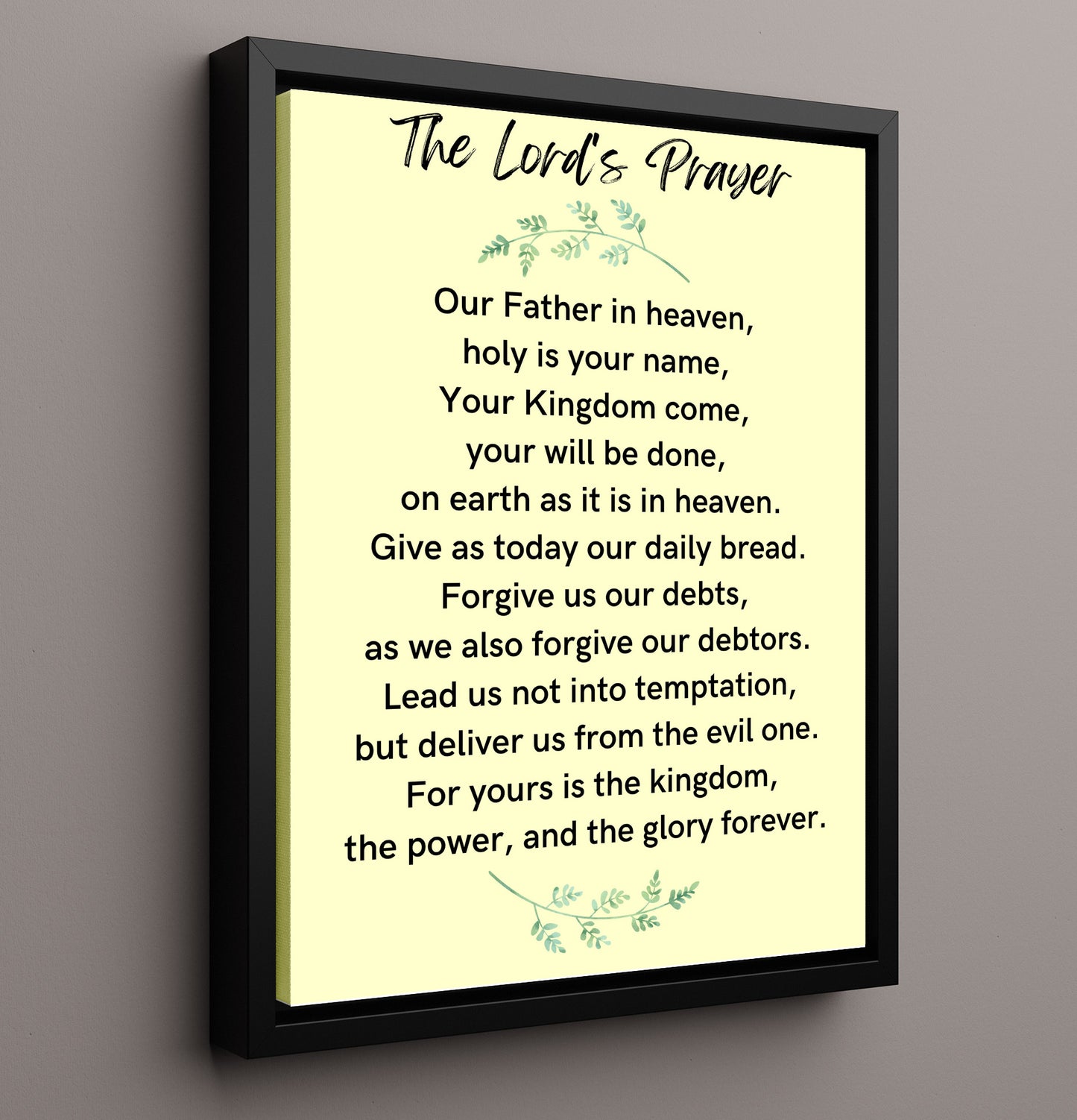 The Lord's Prayer - Matthew 6:9-13 - Classic Christian Prayer - Scripture Poster - 16x20 Framed Canvas