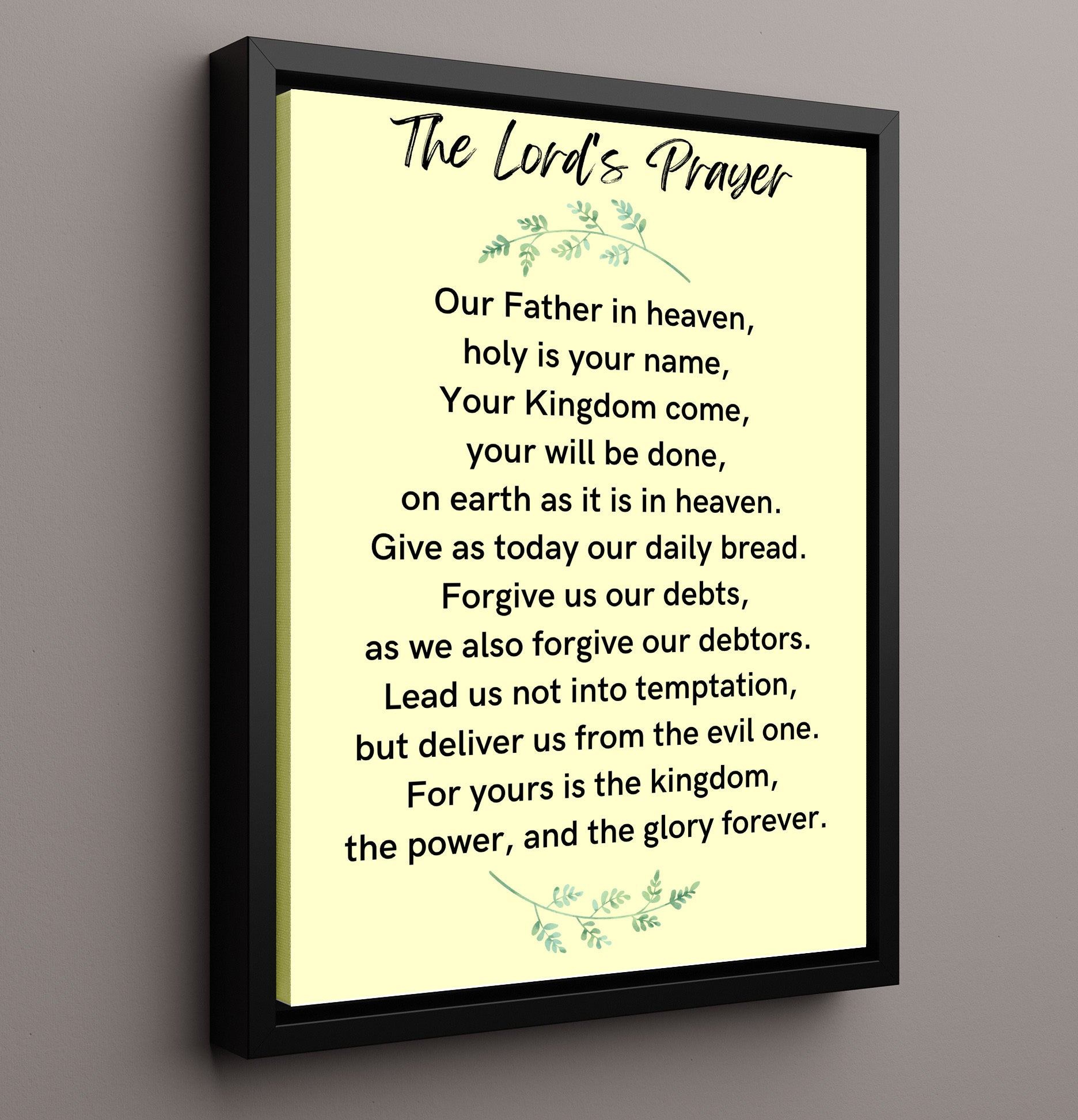 The Lord's Prayer - Matthew 6:9-13 - Classic Christian Prayer - Scripture Poster - 16x20 Framed Canvas