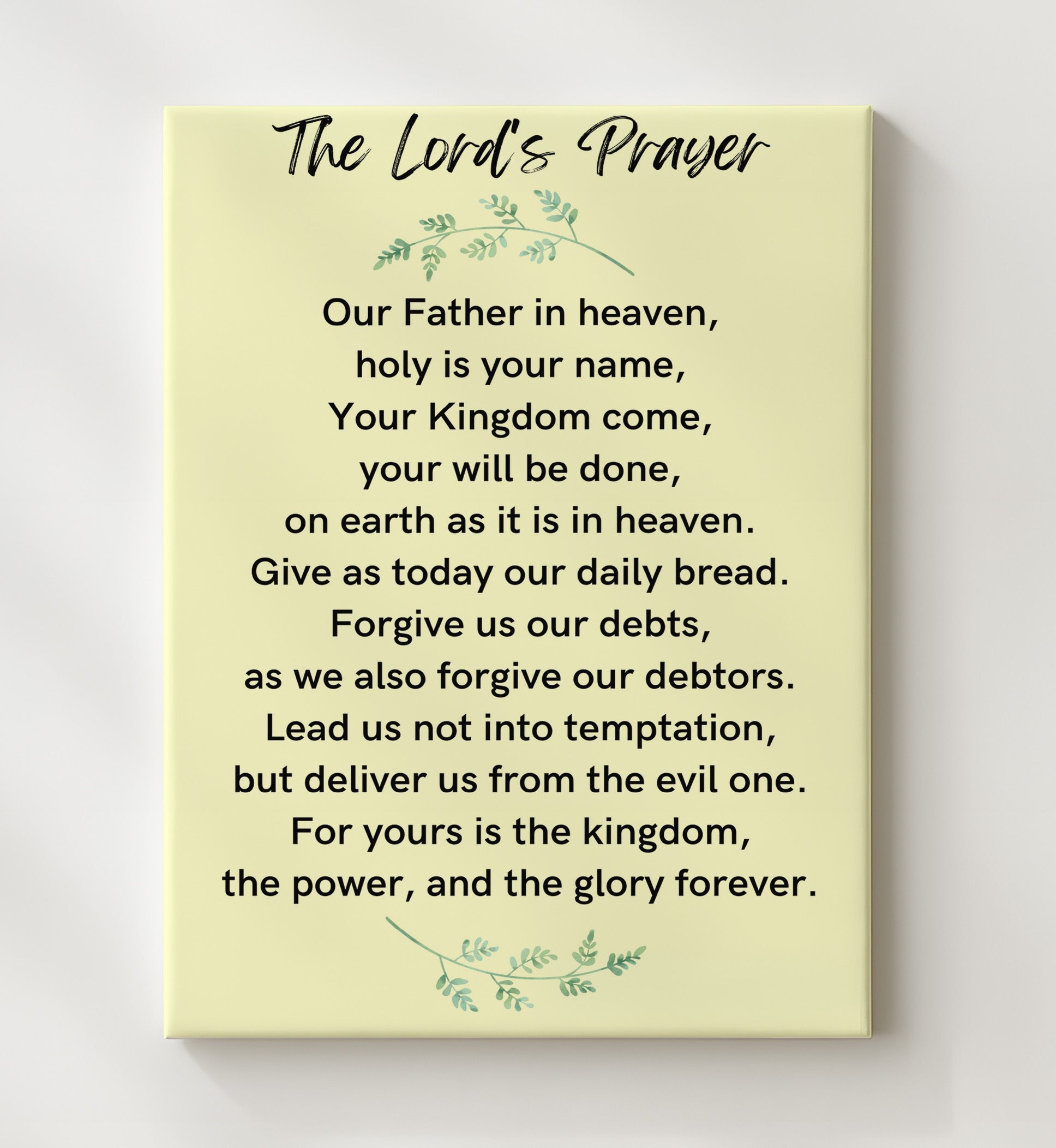 The Lord's Prayer - Matthew 6:9-13 - Classic Christian Prayer - Scripture Poster - 20x24 Canvas