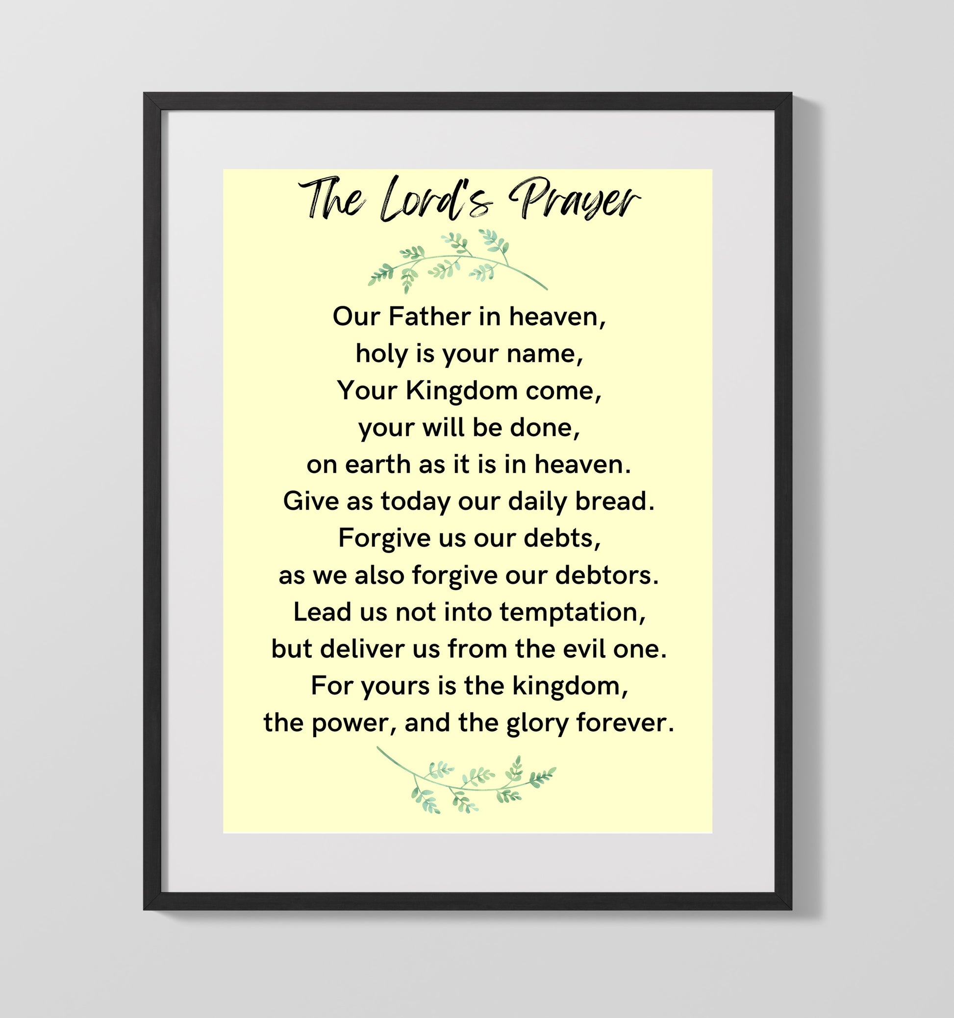 The Lord's Prayer - Matthew 6:9-13 - Classic Christian Prayer - Scripture Poster - 16x20 Gallery Frame