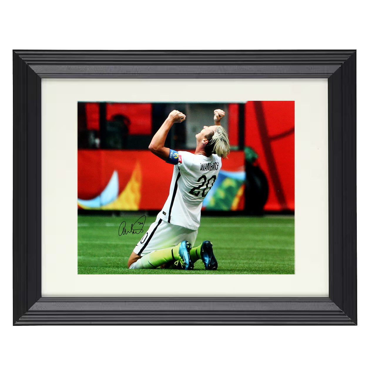 Abby Wambach – USA Goal Celebration USWNT Legend 8x10 matted black framed soccer wall art