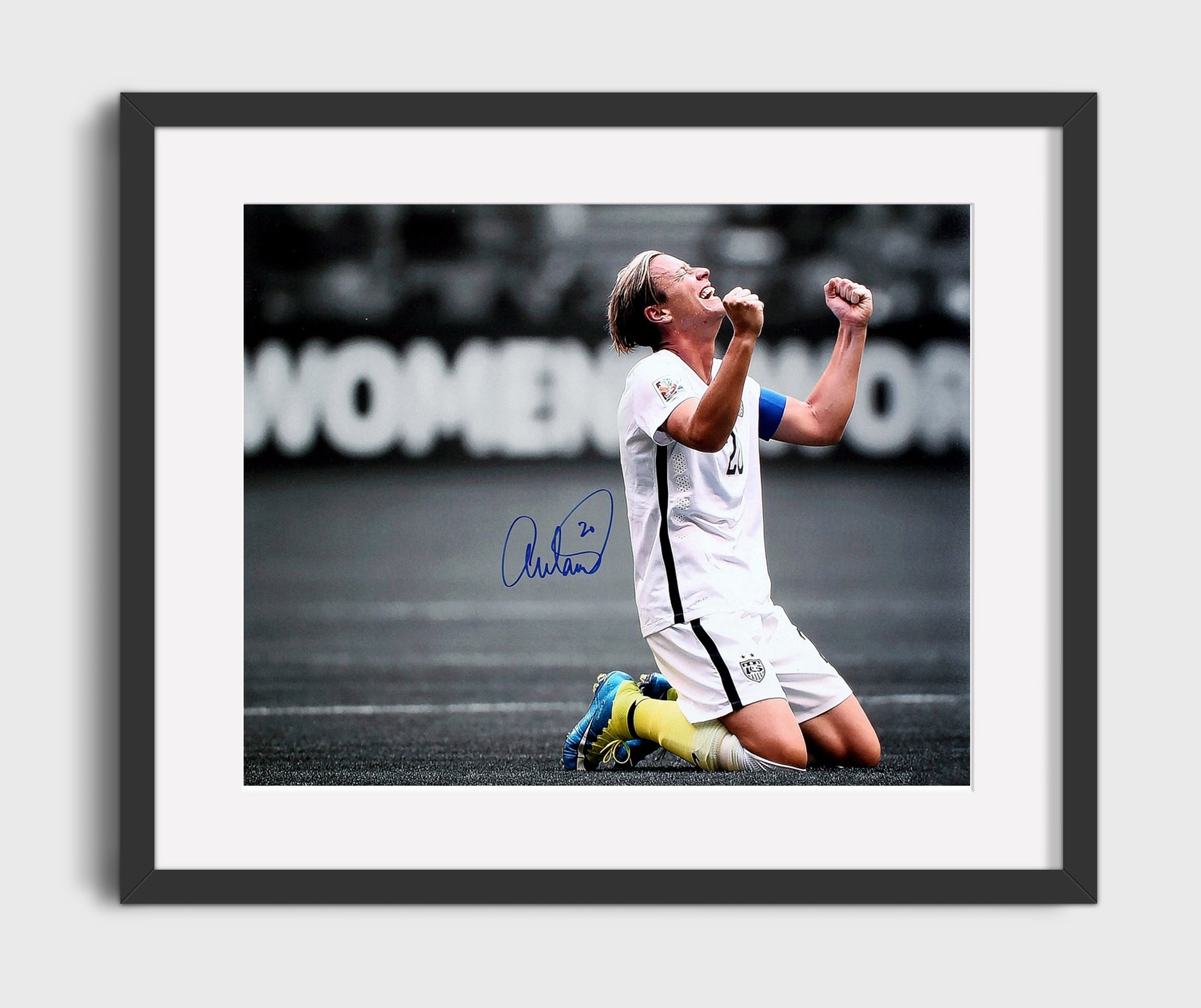 Abby Wambach USA Emotional Victory Celebration Soccer Print 16x20 Gallery Frame soccer wall art print – Soccer Prints decor