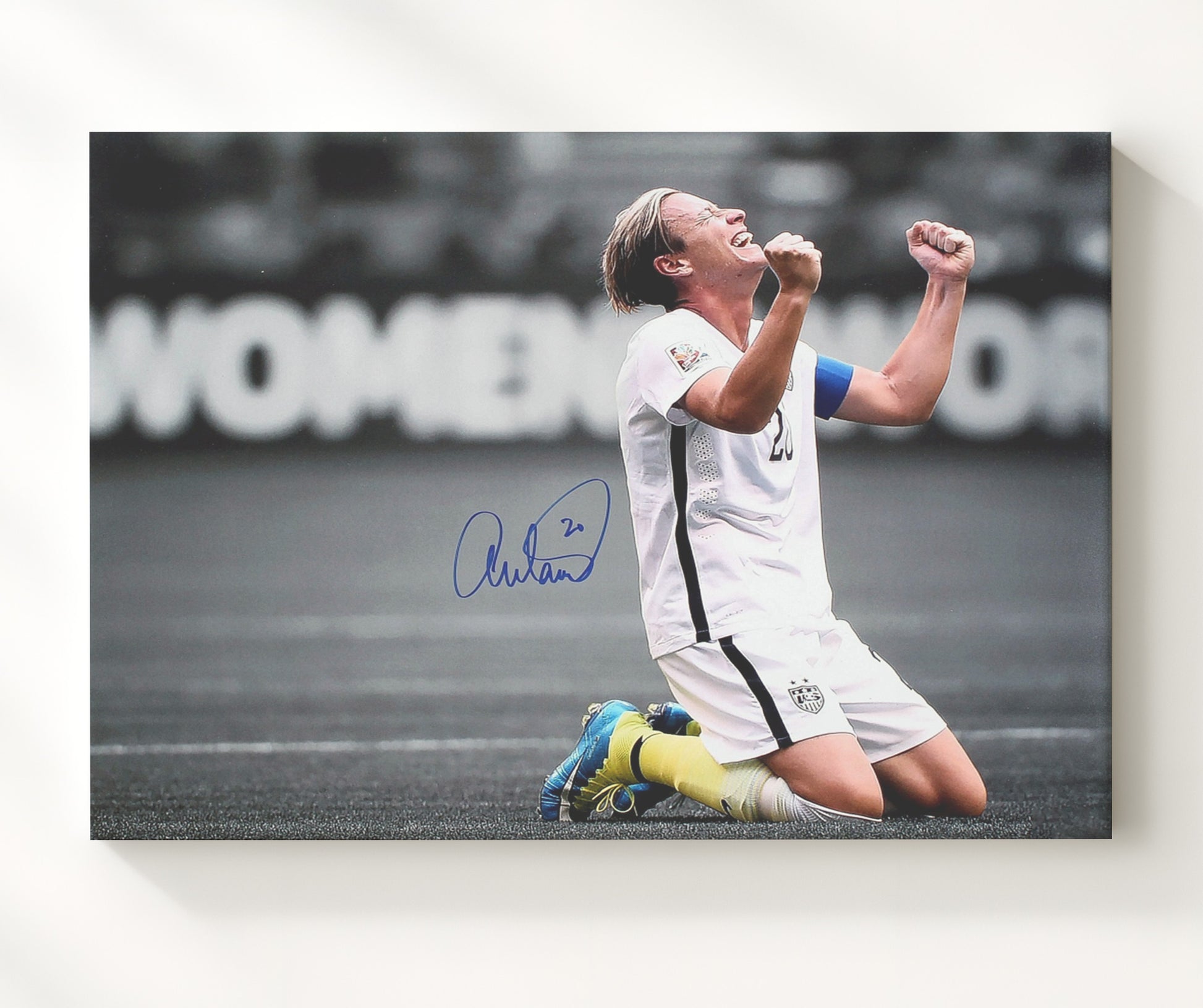 Abby Wambach USA Emotional Victory Celebration Soccer Print 20x24 Canvas soccer wall art print – Soccer Prints decor