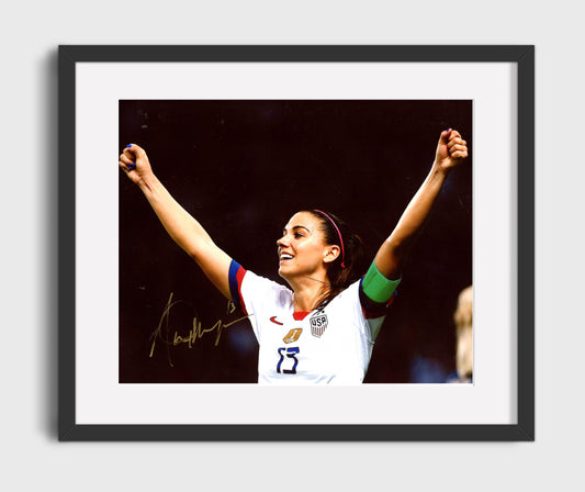 Alex Morgan USA Arms Raised Goal Celebration Print Soccer Print 16x20 Gallery Framed Artwork wall art print – soccer decor