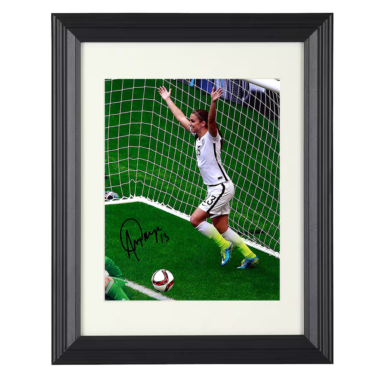 Alex Morgan – USA Goal Celebration Net Moment 2015 8x10 matted black framed soccer wall art