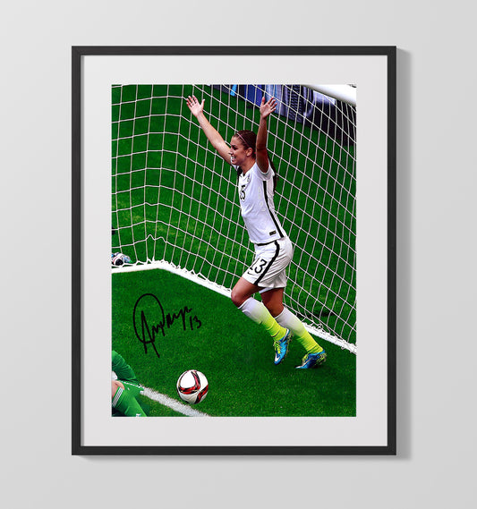 Alex Morgan USA Goal Celebration Print Net Moment 2015 Soccer Print 16x20 Gallery Framed Artwork wall art print – soccer decor