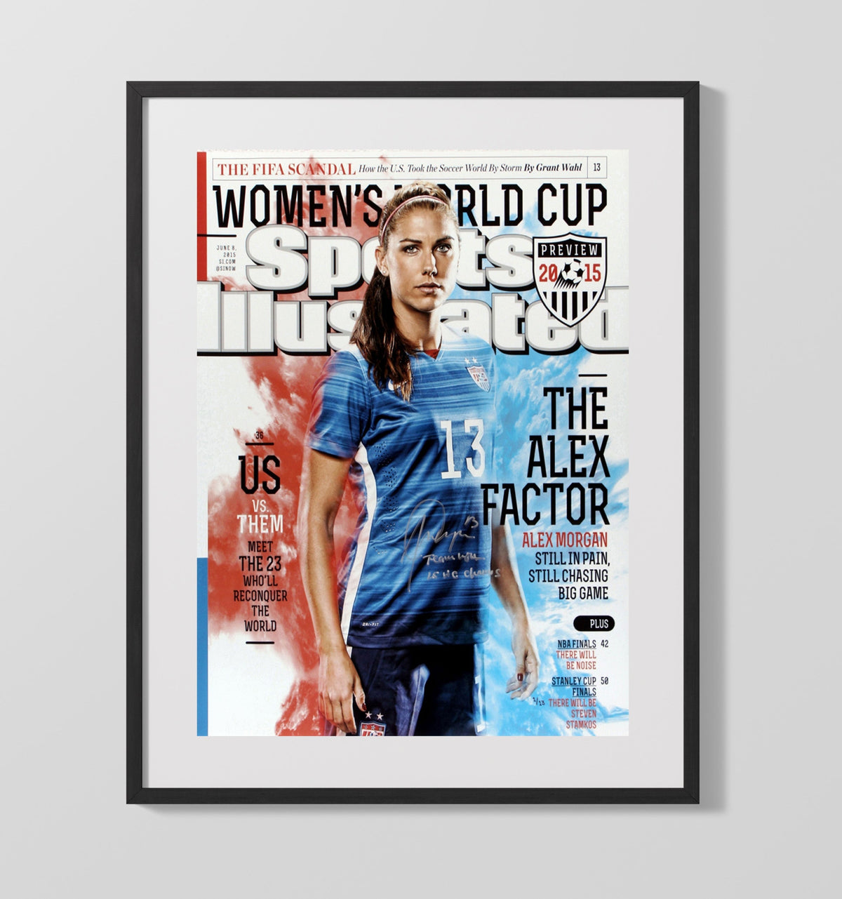 Alex Morgan USA World Cup Champion 2015 - Gallery Frame soccer wall art