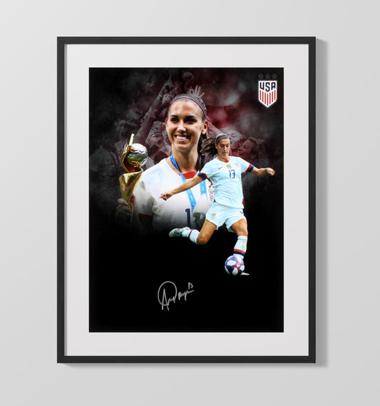 Alex Morgan USA World Cup Trophy Celebration 2019 Spotlight Soccer Print 16x20 Gallery Framed Artwork wall art print – soccer decor