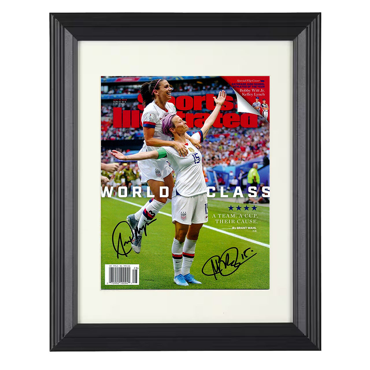 Alex Morgan and Megan Rapinoe – USA World Champions 2019 SI 8x10 matted black framed soccer wall art