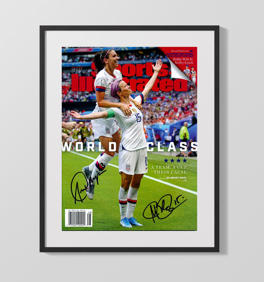 Alex Morgan and Megan Rapinoe USA World Champions SI Cover 2019 16x20 Gallery Framed Artwork wall art print – soccer decor