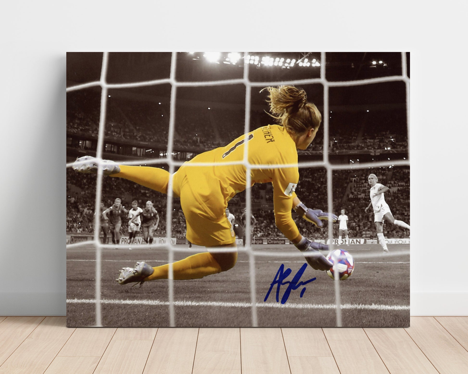 Alyssa Naeher USA Penalty Kick Save World Cup Goalkeeper Moment Soccer Print 16x20 Unframed Print soccer wall art print – Soccer Prints decor