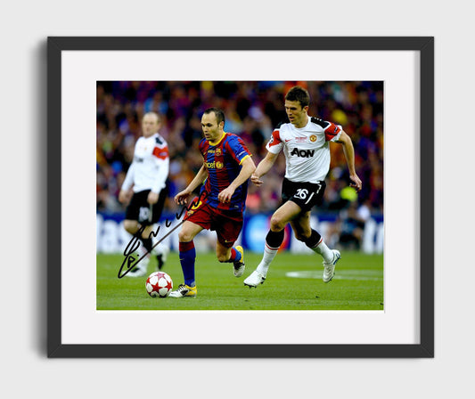 Andres Iniesta Barcelona Champions League Midfield Drive Soccer Print 16x20 Gallery Framed Artwork wall art print – soccer decor