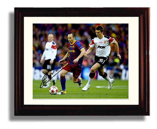 Andres Iniesta Barcelona Champions League Midfield Drive Soccer Print 8x10 Beveled Frame soccer wall art print – Soccer Prints decor