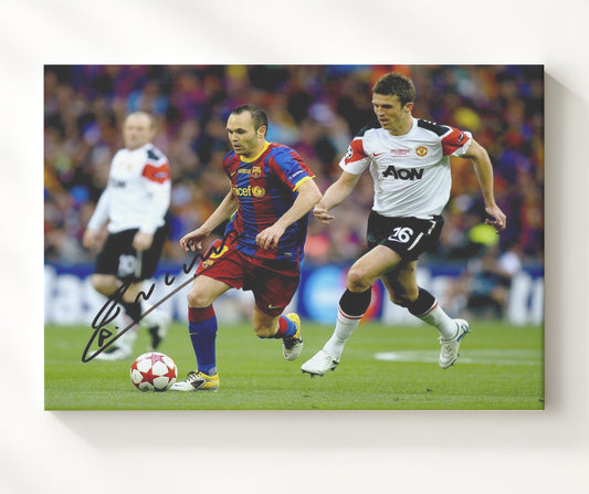 Andres Iniesta Barcelona Champions League Midfield Drive - Canvas soccer wall art