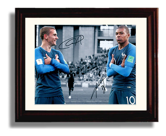 Antoine Griezmann and Kylian Mbappe France World Cup Champions Crossed Arms 8x10 Beveled Frame soccer wall art print – Soccer Prints decor