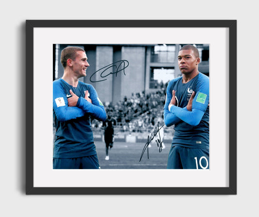 Antoine Griezmann and Kylian Mbappe France World Cup Champions Crossed Arms 16x20 Gallery Framed Artwork wall art print – soccer decor