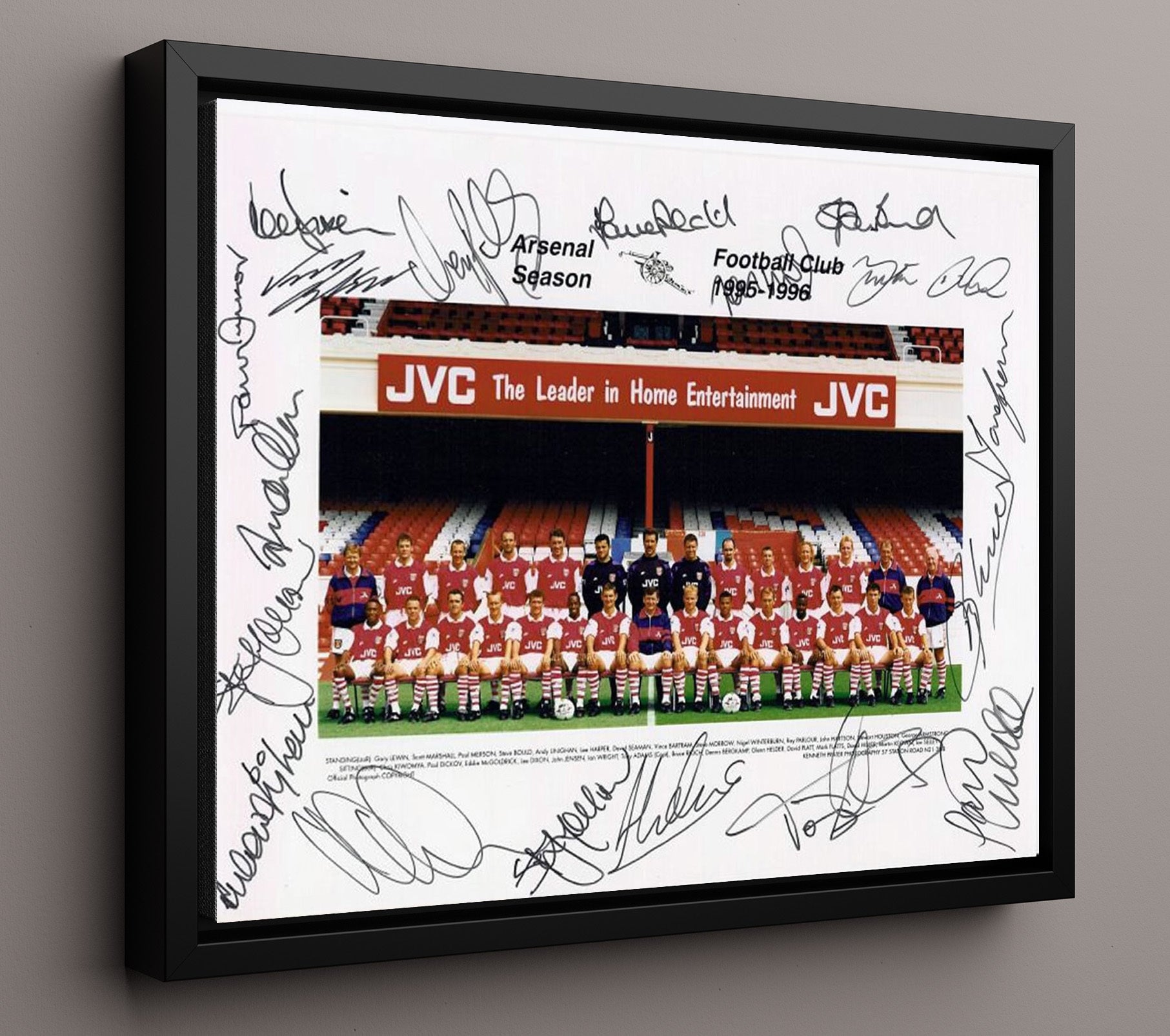 Arsenal 1995 1996 Squad Team Signed Photo Soccer Print 16x20 Framed Canvas soccer wall art print – Soccer Prints decor