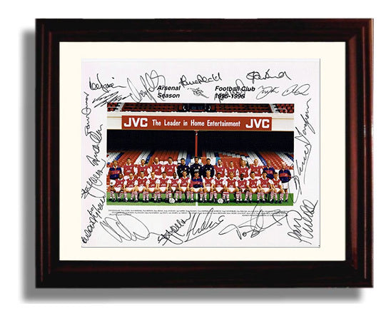Arsenal 1995 1996 Squad Team Signed Photo Soccer Print 8x10 Beveled Frame soccer wall art print – Soccer Prints decor
