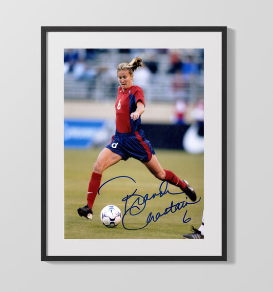 Brandi Chastain USA Classic Strike Action Soccer Print 16x20 Gallery Framed Artwork wall art print – soccer decor