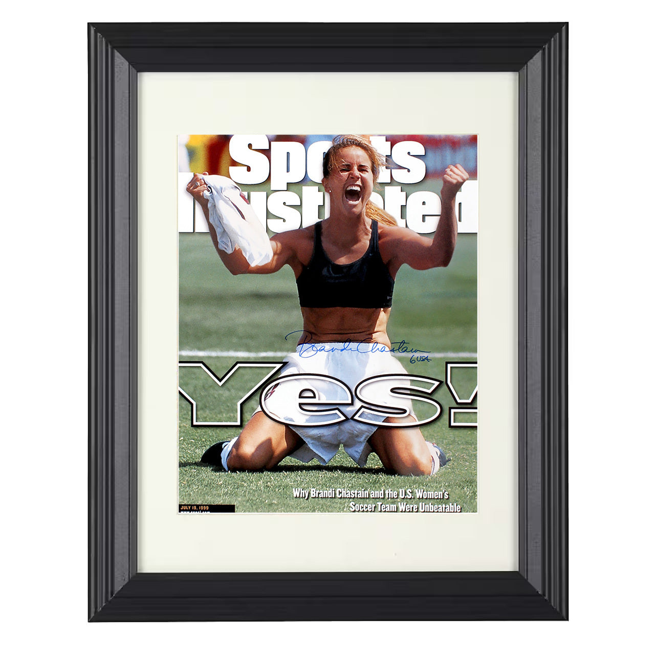 Brandi Chastain – USA World Cup Victory 1999 8x10 matted black framed soccer wall art