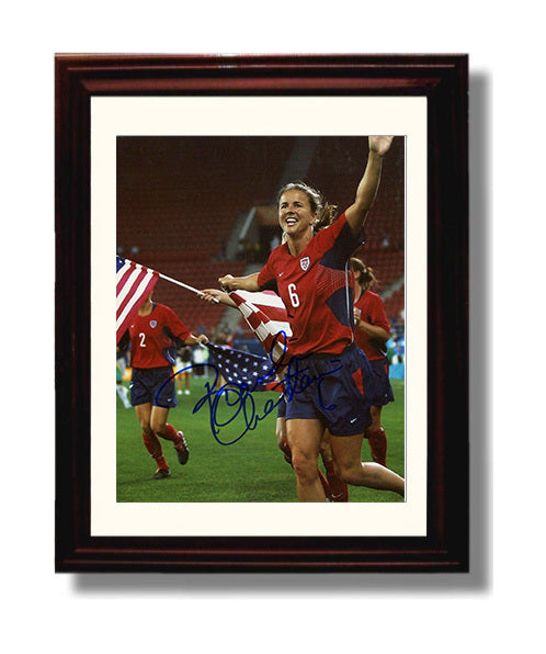 Brandi Chastain USA Victory Flag Run Celebration Soccer Print 8x10 Beveled Frame soccer wall art print – Soccer Prints decor