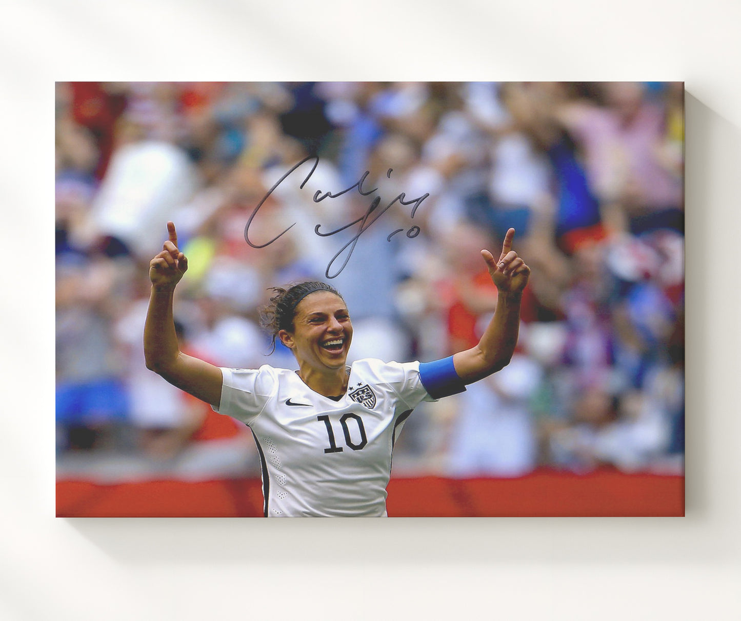 Carli Lloyd USA Goal Celebration Print Pointing to Sky World Cup Moment Soccer 20x24 Canvas soccer wall art print – Soccer Prints decor