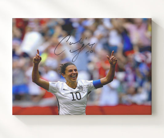 Carli Lloyd USA Goal Celebration Pointing to Sky World Cup Moment - Canvas soccer wall art