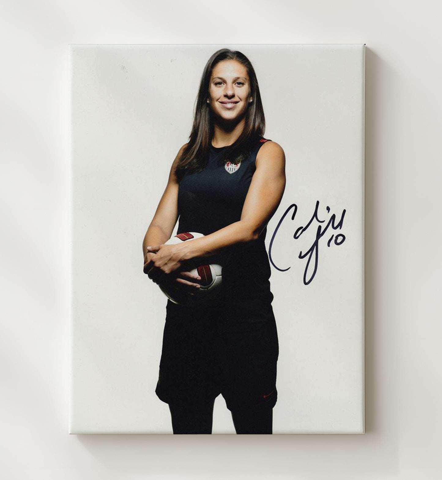 Carli Lloyd USA Midfield Strike Spotlight Moment Soccer Print 20x24 Canvas soccer wall art print – Soccer Prints decor