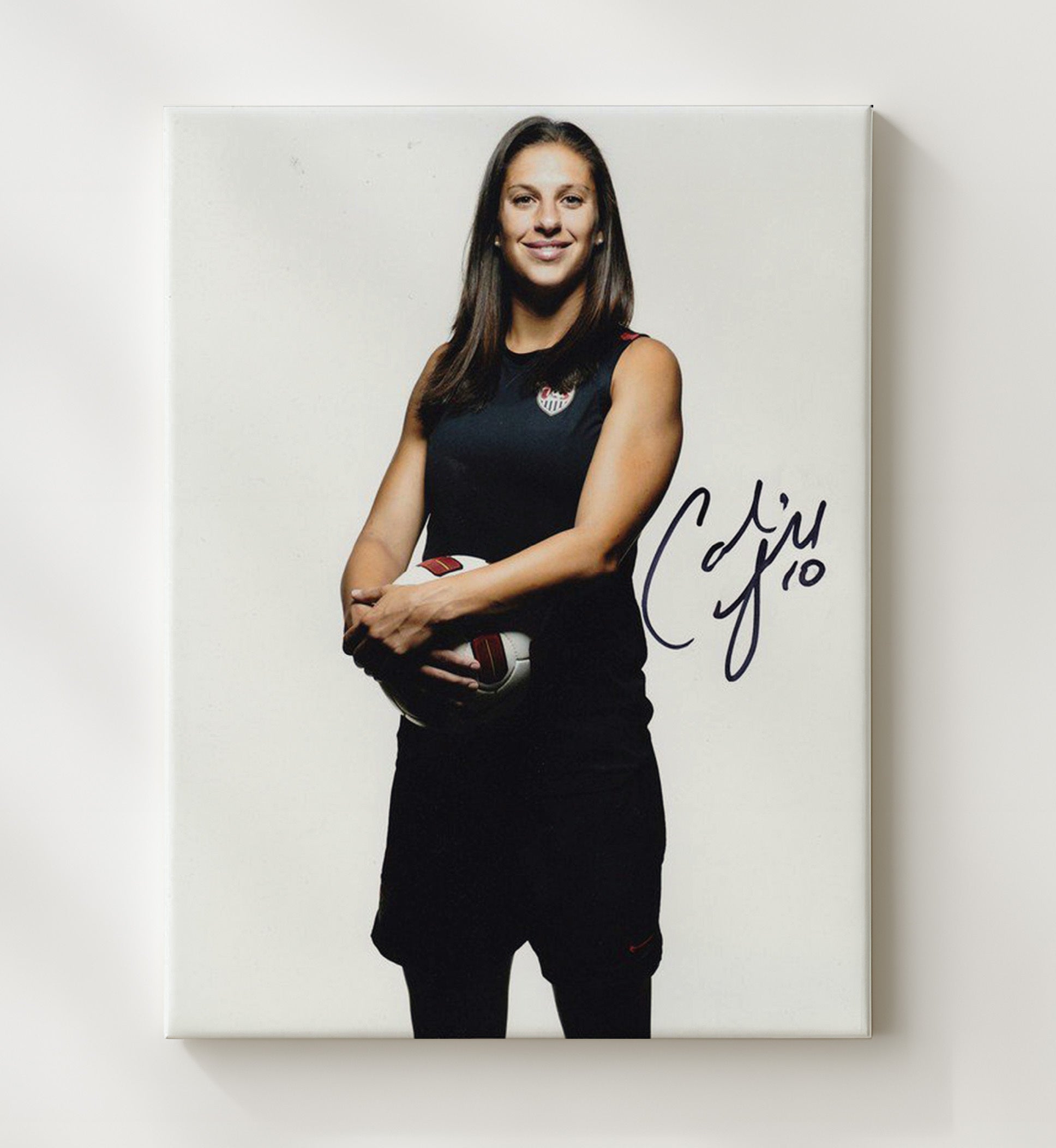 Carli Lloyd USA Midfield Strike Spotlight Moment Soccer Print 20x24 Canvas soccer wall art print – Soccer Prints decor