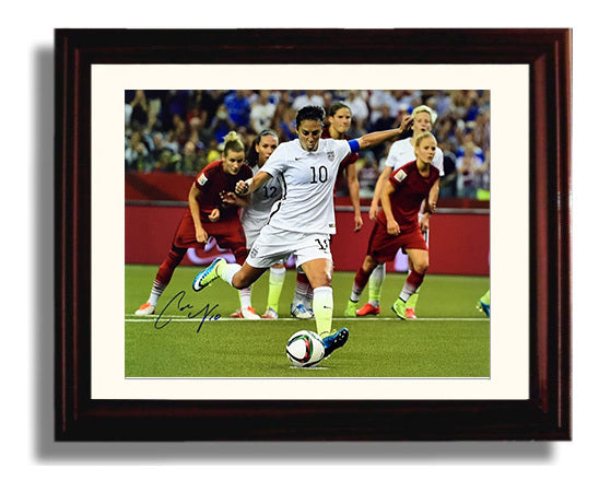 Carli Lloyd USA Powerful Strike World Cup Match Action Soccer Print 8x10 Beveled Frame soccer wall art print – Soccer Prints decor
