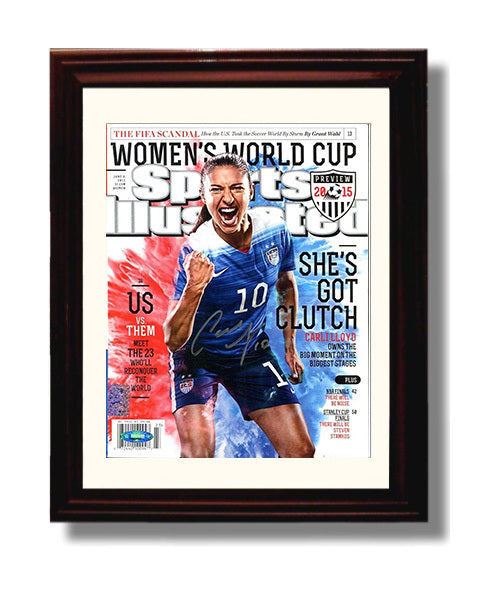 Carli Lloyd USA Shes Got Clutch SI Cover 2015 Soccer Print 8x10 Beveled Frame soccer wall art print – Soccer Prints decor